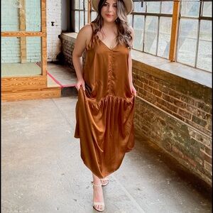 Wishlist Drop Waist Bohemian Satin Dress